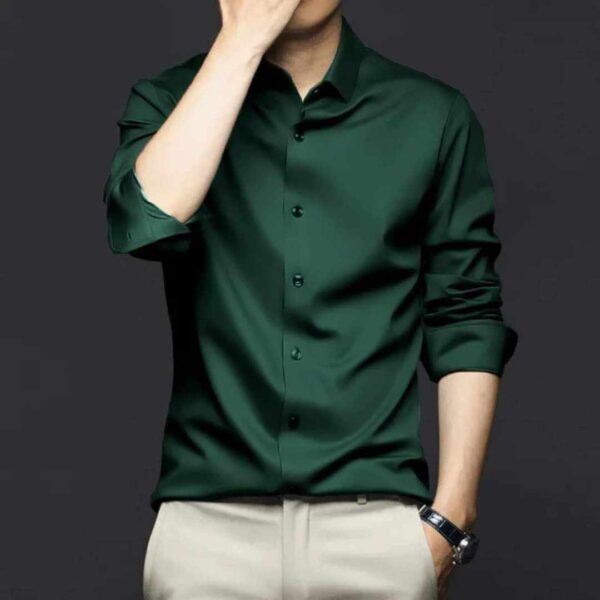 China Micro Stitch Olive Formal Shirt - Image 7